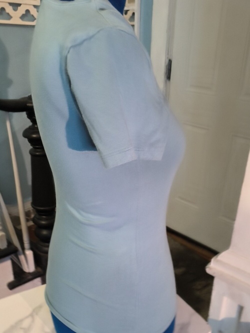 Zenana Classic V-Neck Women's Tee - Light Blue/Gray - Picture 5 of 9